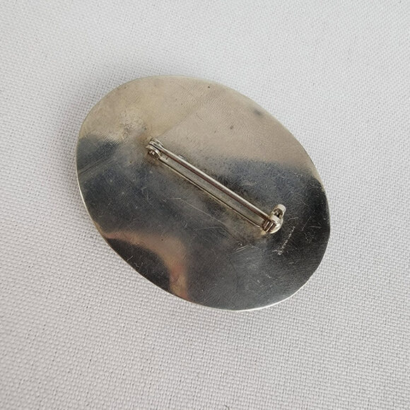 Vintage Pewter Striped Agate Brooch - Picture 4 of 6